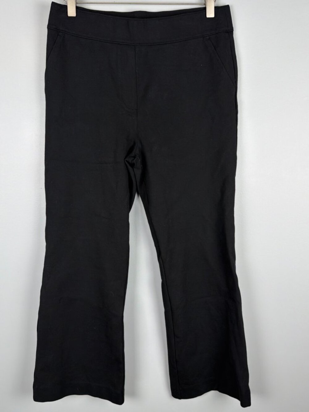 Spanx The Perfect Ponte Kick Flare Pant Womens L Black Pull On Travel Wide Leg